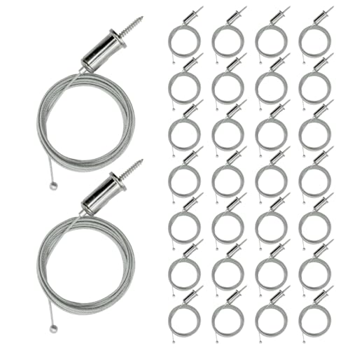 cezelux 30 Pack Hexagon Garage Lights Suspension Cables Kit Steel Hanging Chains 1m / 3.28ft, Hex Honeycomb Light Connectors Pendant Light Wire Rope Cable Heavy Duty Chandelier Wire Adjustable (1m 30pcs) - Image 1