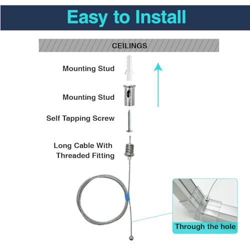 cezelux 30 Pack Hexagon Garage Lights Suspension Cables Kit Steel Hanging Chains 1m / 3.28ft, Hex Honeycomb Light Connectors Pendant Light Wire Rope Cable Heavy Duty Chandelier Wire Adjustable (1m 30pcs) - Image 3