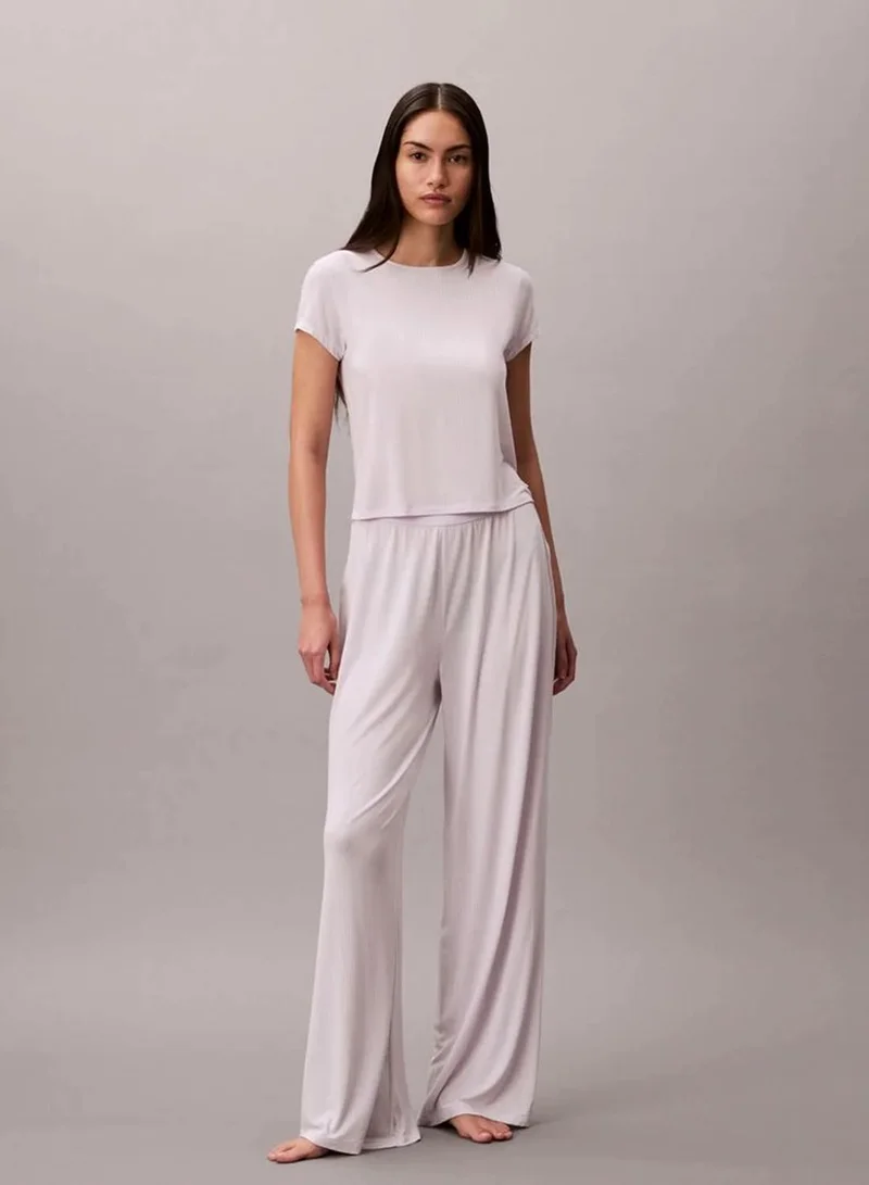 Calvin Klein Frosty Lilac Modal Stretch Drop Needle Baby Tee for Women | Best Price UAE