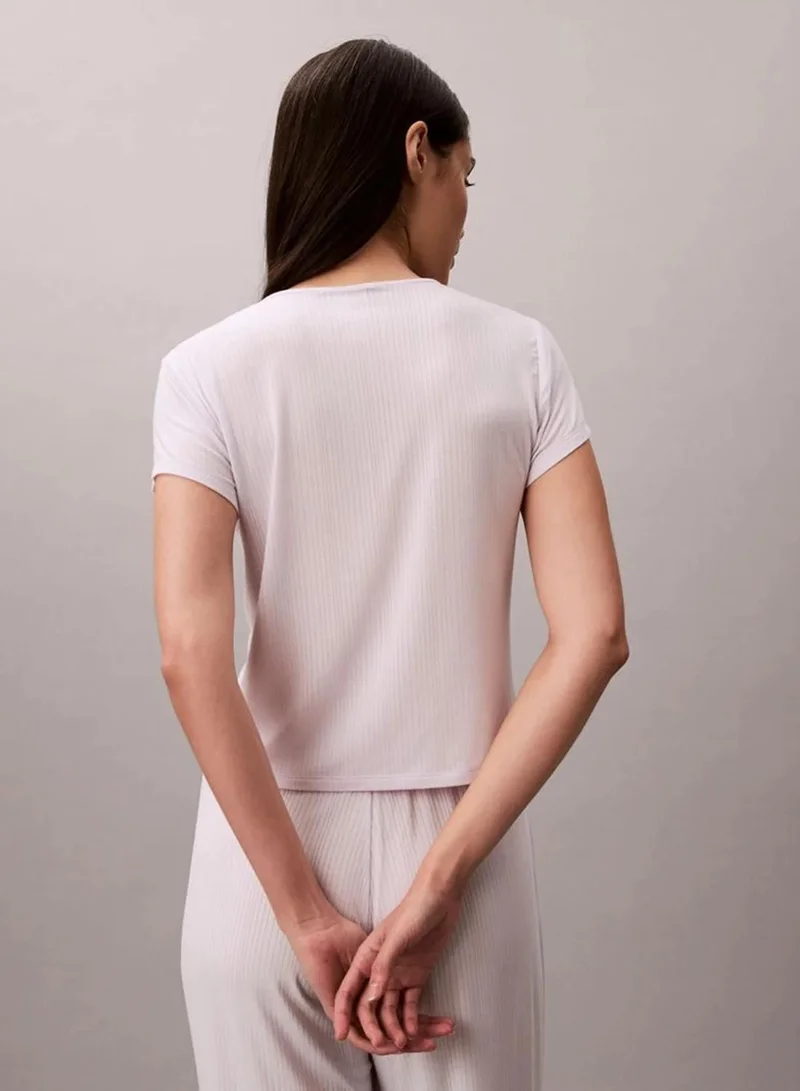 Calvin Klein Frosty Lilac Modal Stretch Drop Needle Baby Tee for Women | Best Price UAE