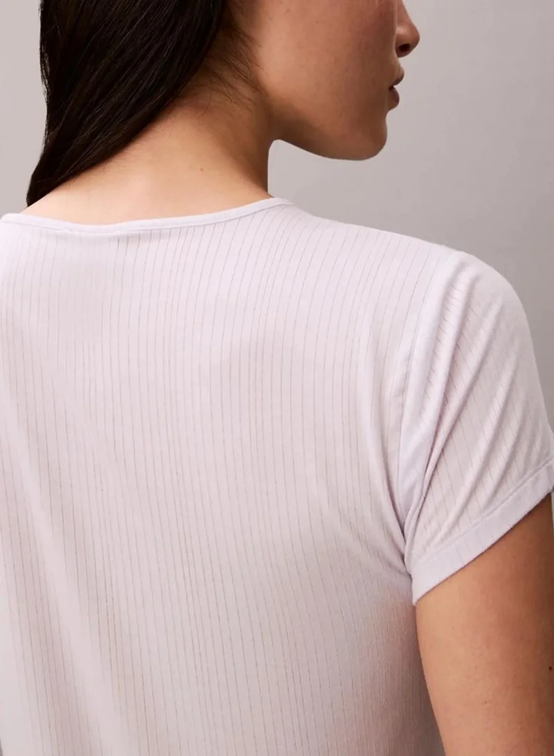 Calvin Klein Frosty Lilac Modal Stretch Drop Needle Baby Tee for Women | Best Price UAE