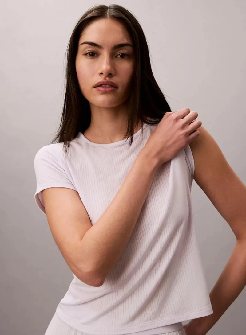 Calvin Klein Frosty Lilac Modal Stretch Drop Needle Baby Tee for Women | Best Price UAE