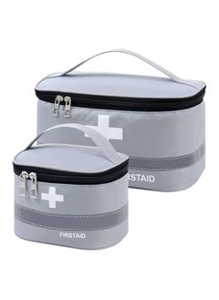 erorex 2 Pcs Empty First Aid Bags with Small Medical Pouch, Insulated Survival Medicine Bag, Portable Medication Travel Carrying Case with Handle for Car Home Camping Office Workplace (Deep Grey)  - Image 1