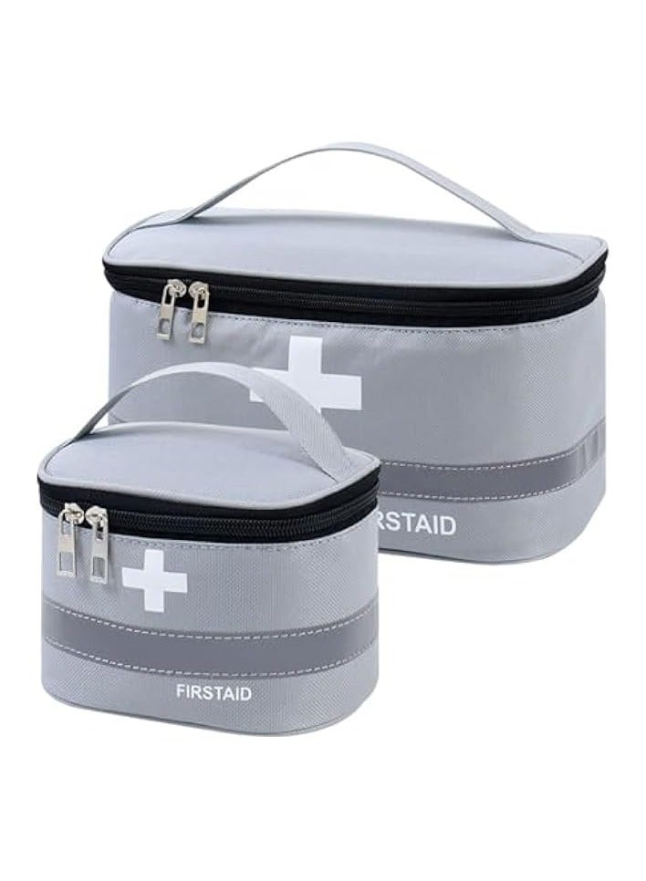 erorex 2 Pcs Empty First Aid Bags with Small Medical Pouch, Insulated Survival Medicine Bag, Portable Medication Travel Carrying Case with Handle for Car Home Camping Office Workplace (Deep Grey) - Image 1