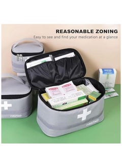 erorex 2 Pcs Empty First Aid Bags with Small Medical Pouch, Insulated Survival Medicine Bag, Portable Medication Travel Carrying Case with Handle for Car Home Camping Office Workplace (Deep Grey)  - Image 4