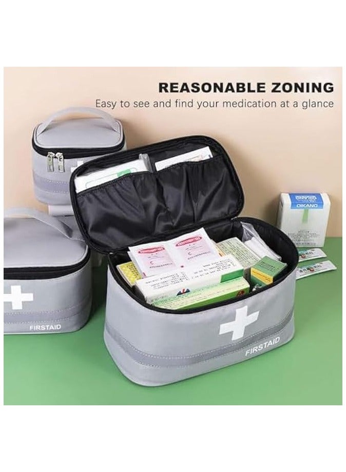erorex 2 Pcs Empty First Aid Bags with Small Medical Pouch, Insulated Survival Medicine Bag, Portable Medication Travel Carrying Case with Handle for Car Home Camping Office Workplace (Deep Grey) - Image 4