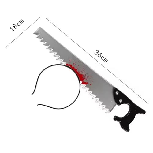 Dzrige Halloween Horror Props Bloody Saw Headband Saw Through Head Headband Scary Weapon Headbands for Halloween Zombie Party Masquerade Mischief Props Decoration - Image 2