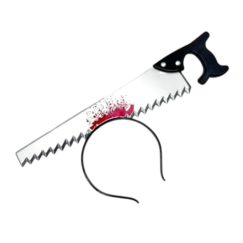 Dzrige Halloween Horror Props Bloody Saw Headband Saw Through Head Headband Scary Weapon Headbands for Halloween Zombie Party Masquerade Mischief Props Decoration - Image 1