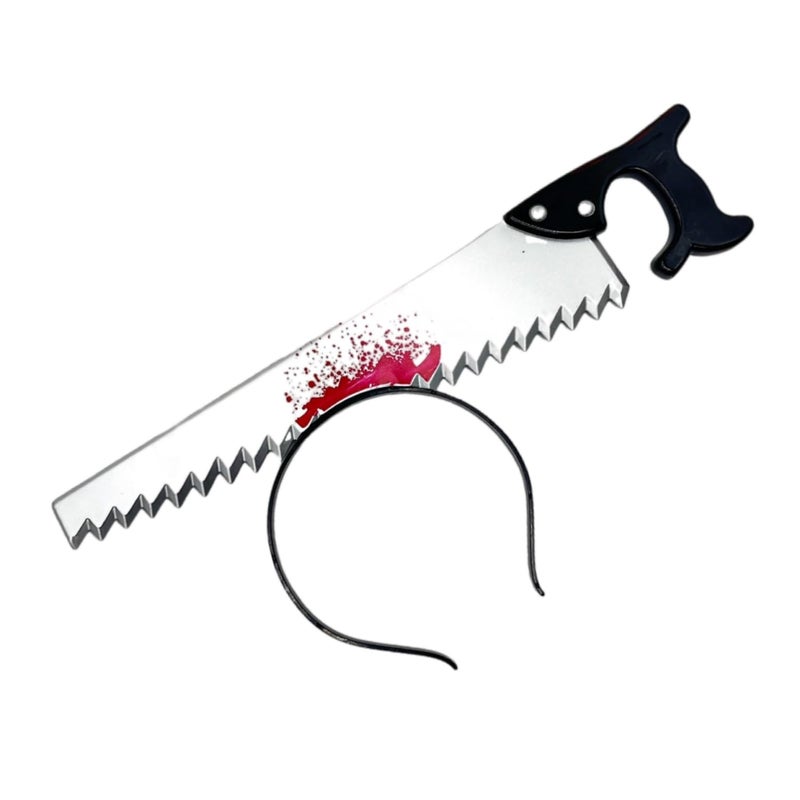 Dzrige Halloween Horror Props Bloody Saw Headband Saw Through Head Headband Scary Weapon Headbands for Halloween Zombie Party Masquerade Mischief Props Decoration - Image 5