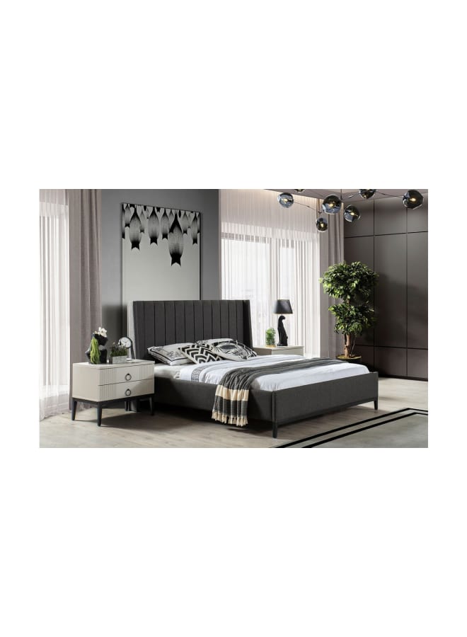 ريترو RA-BD14 سرير خشب طبيعي 210×175×120سم - رمادي - Image 1