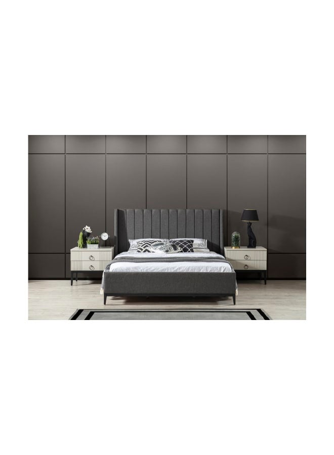 ريترو RA-BD14 سرير خشب طبيعي 210×175×120سم - رمادي - Image 2