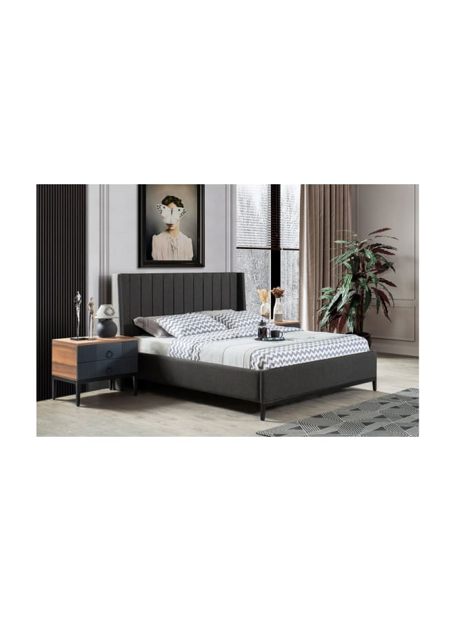 ريترو RA-BD14 سرير خشب طبيعي 210×175×120سم - رمادي - Image 4