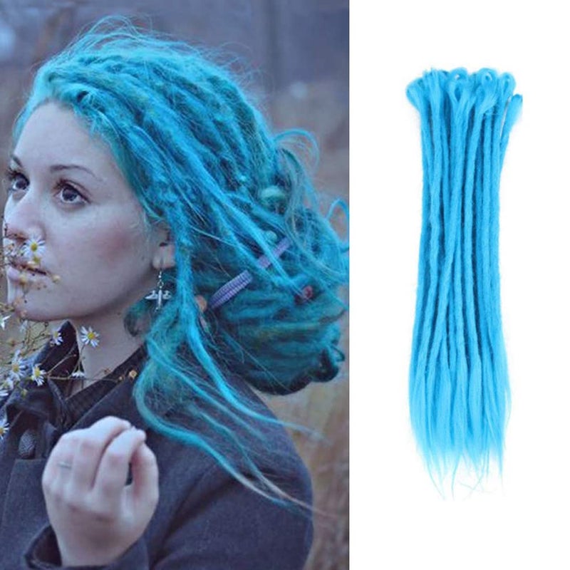 Aosome Aosome Dreadlock Extensions 20 inch Dreads Hair Extension 20 Strands Full Handmade Braiding Hair 2513BLight blue color