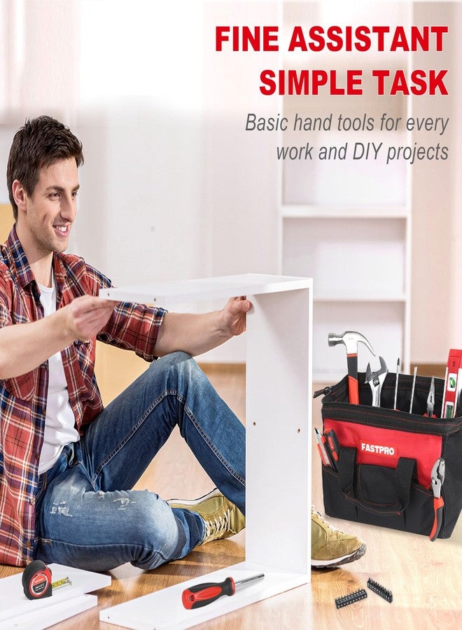 FASTPRO 220-Piece Home Tool Set, Household Repairing Tool Kit with 12-Inch Wide Mouth Open Storage Tool Bag, Red - Image 3