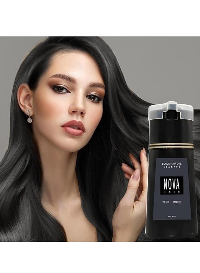 Nova Hair Dye Shampoo, NovaHair Hair Dye Shampoo 3 in 1, Nova Hair Instant Dye Shampoo, Hair Color for Gray Hair Coverage, Long Lasting Hair Color Shampoo for Women u0026 Men 200ml (Dark Brown) - Image 2