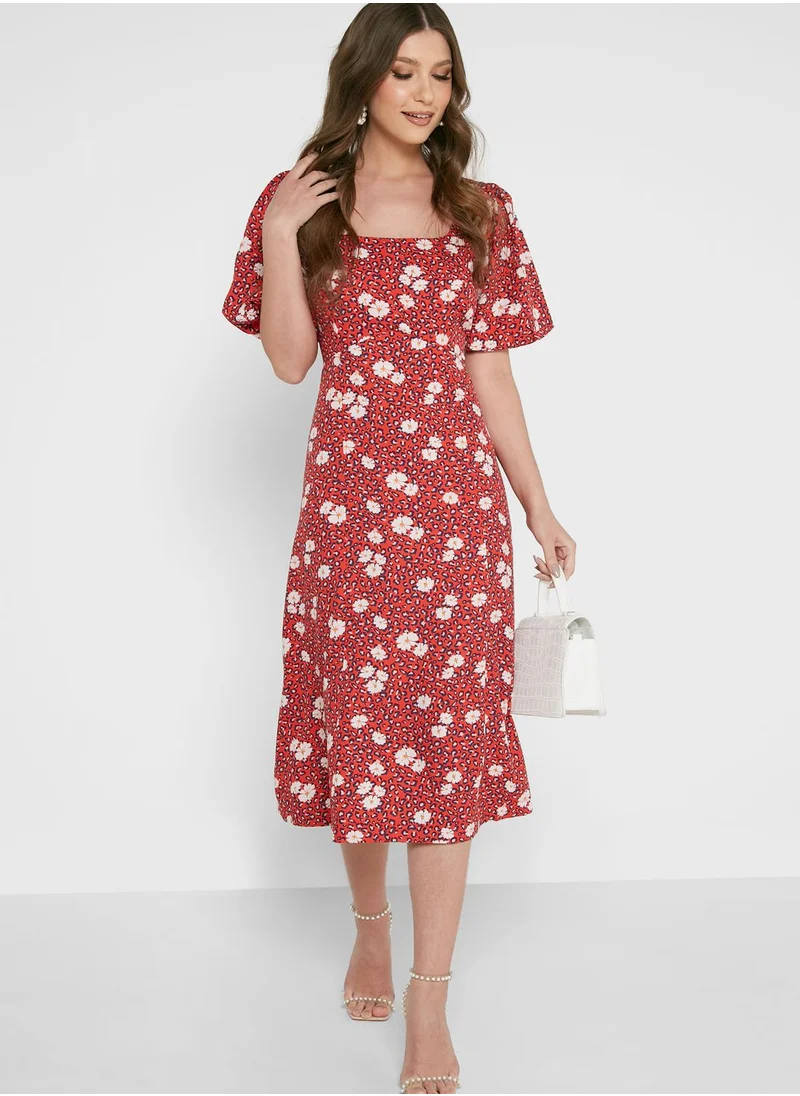 Louche Balloon Sleeve Floral Print Dress