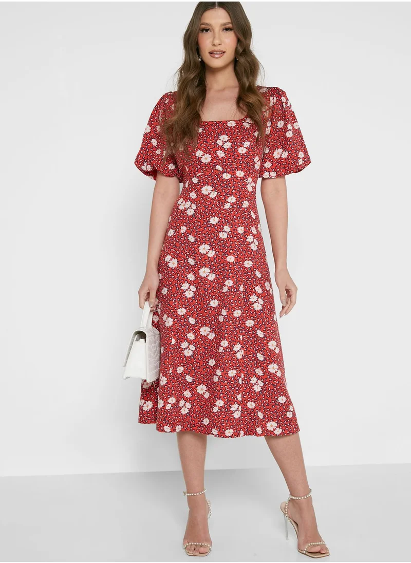 Louche Balloon Sleeve Floral Print Dress