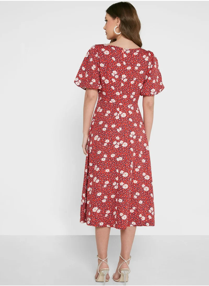 Louche Balloon Sleeve Floral Print Dress