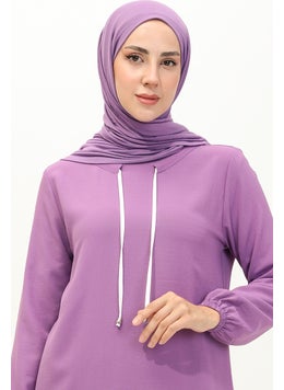 Sefa Merve Aerobin Fabric Garnished Tunic Trousers Double Suit 1003-06 Lilac  - Image 3