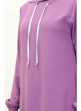 Sefa Merve Aerobin Fabric Garnished Tunic Trousers Double Suit 1003-06 Lilac  - Image 4