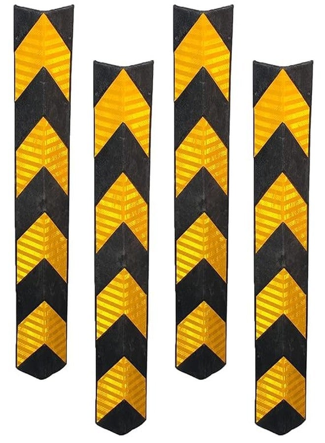 TheMujtaba Parking Corner Guard/Rubber Corner Guard/Speed Bumper Black/Yellow Color Diagonal Stripes for Visibility| 4 Piece - Image 1