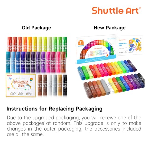 Shuttle Art Tempera Paint Sticks, 30 Colors Solid Tempera Paint for Kids with 1 Drawing Pad, Super Quick Drying, Non-Toxic, Works Great on Paper Wood Glass Ceramic Canvas - Image 2