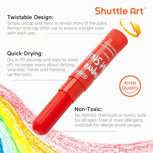 Shuttle Art Tempera Paint Sticks, 30 Colors Solid Tempera Paint for Kids with 1 Drawing Pad, Super Quick Drying, Non-Toxic, Works Great on Paper Wood Glass Ceramic Canvas - Image 4