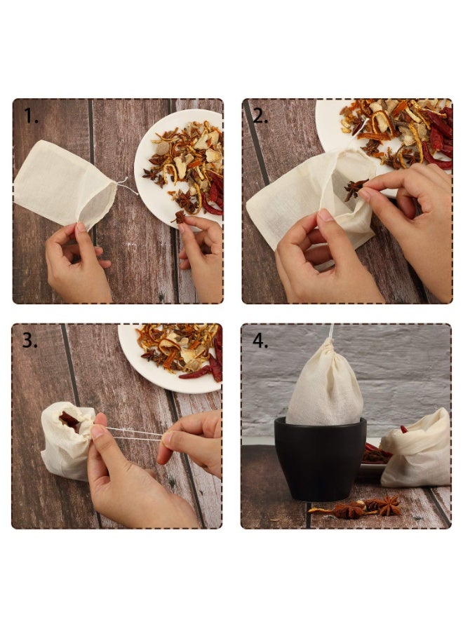BOAO 24 Pcs Muslin Bags with Drawstring, Reusable Tea Bags, Spice Bags for Cooking Soup/Loose Leaf Tea, Natural Cotton Small Cheese Cloth Bag for Straining, Sachet Bags Empty,(4 x 6 Inch) - Image 3