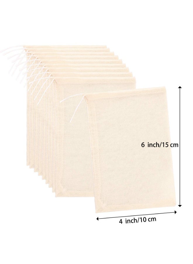 BOAO 24 Pcs Muslin Bags with Drawstring, Reusable Tea Bags, Spice Bags for Cooking Soup/Loose Leaf Tea, Natural Cotton Small Cheese Cloth Bag for Straining, Sachet Bags Empty,(4 x 6 Inch) - Image 2
