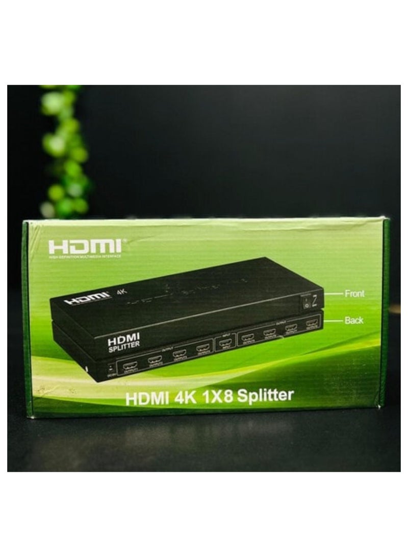 Terabyte 4K 1x8 HDMI Splitter, 4K HDMI Splitter, 1 in 8 Out HDMI Splitter, Multi Monitor Outputs Support 4K Ultra HD & 3D, 8 Port Powered HDMI Splitters, for Commercial Office/PS4/HDTV/Projector (UK Standard) - Image 1