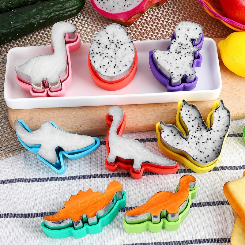 12-piece set Dinosaur Cookie Cutter Set - Stainless Steel Sandwich & Veggie Shapes, Bento Box Food Decor Tools - Image 3