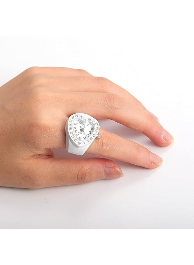 JewelryWe Men Women Finger Watch Round Analog Easy Read Quartz Finger Rings Watches, Adjustable Size Clock Ring - Image 5