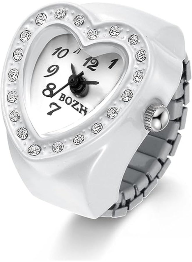 JewelryWe Men Women Finger Watch Round Analog Easy Read Quartz Finger Rings Watches, Adjustable Size Clock Ring - Image 1