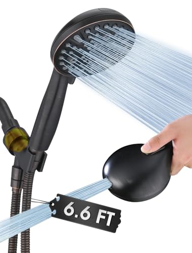 YASINU High Pressure 10 Setting Handheld Shower Head 5 Detachable Showerhead Spray Builtin Power Wash to Clean Tub Tile Pets 79 Extra Long Stainless Steel Hose Adjustable Bracket Oil Rubbed Bronze - Image 1