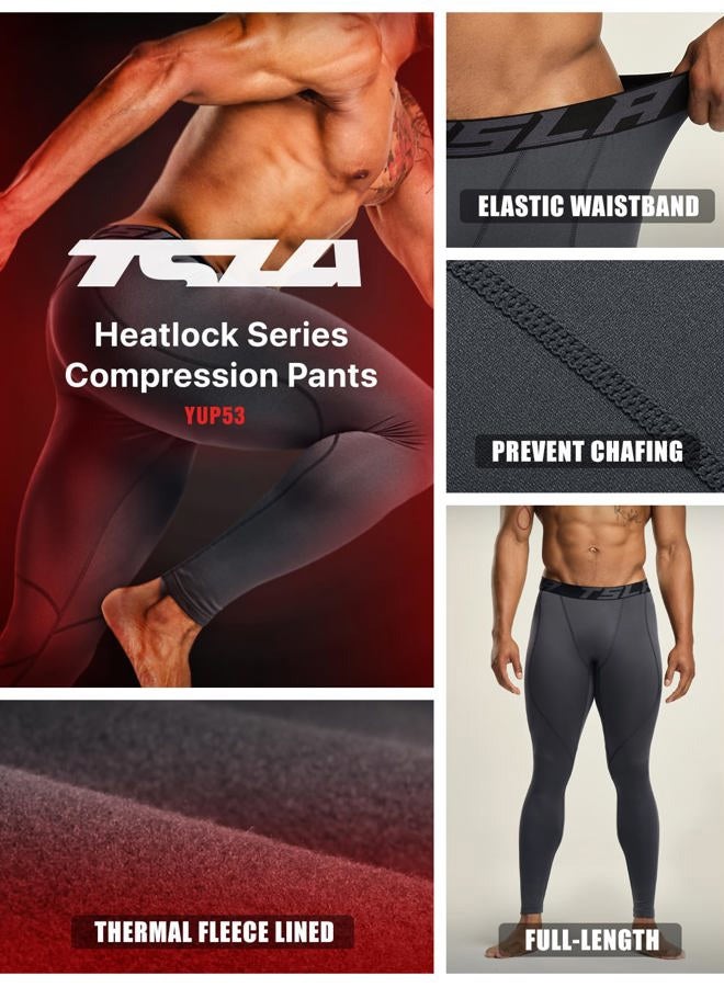 TSLA 1 or 2 Pack Men's Thermal Compression Pants, Athletic Sports Leggings & Running Tights, Wintergear Base Layer Bottoms - Image 4