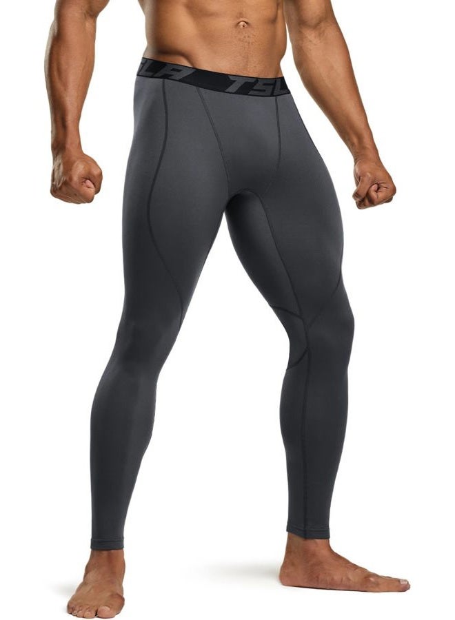TSLA 1 or 2 Pack Men's Thermal Compression Pants, Athletic Sports Leggings & Running Tights, Wintergear Base Layer Bottoms - Image 1
