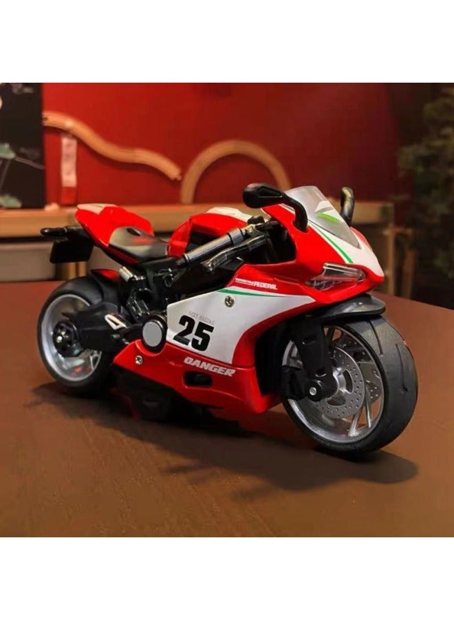Dream Alloy Back Force Motorcycle Toy Car Children Simulation Motorcycle Model Boy Toy Car Wholesale-Color:Alloy Gusi Ta Tower Black [window Box With Sound And Light]  - Image 3