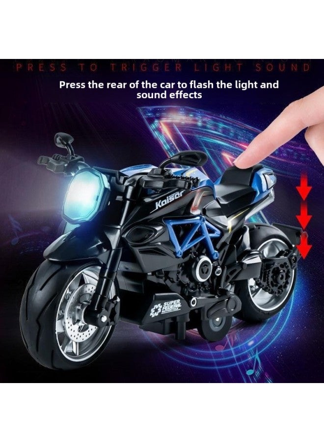 Dream Alloy Back Force Motorcycle Toy Car Children Simulation Motorcycle Model Boy Toy Car Wholesale-Color:Alloy Gusi Ta Tower Black [window Box With Sound And Light]  - Image 5
