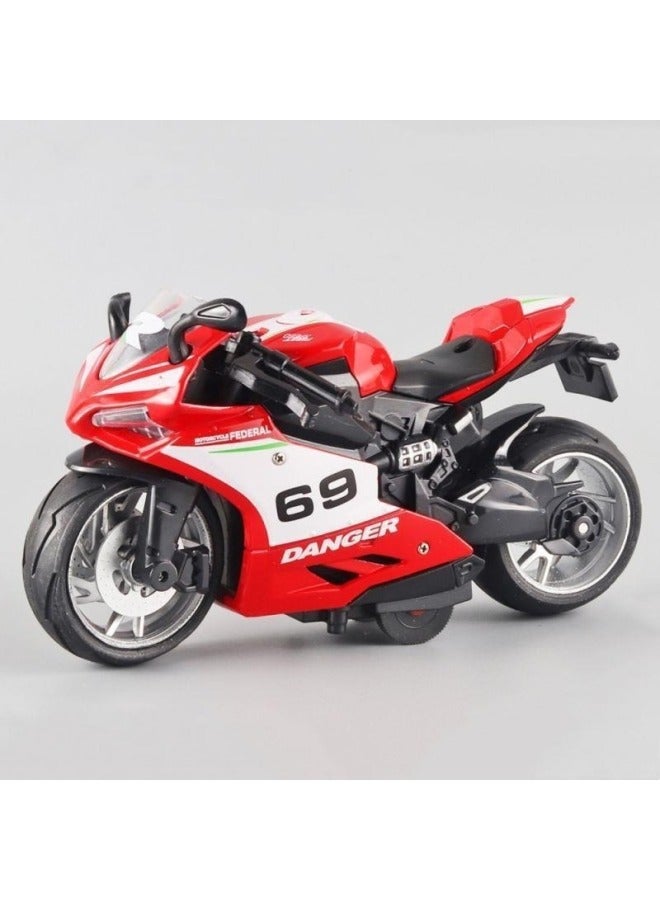 Dream Alloy Back Force Motorcycle Toy Car Children Simulation Motorcycle Model Boy Toy Car Wholesale-Color:Alloy Gusi Ta Tower Black [window Box With Sound And Light]  - Image 2