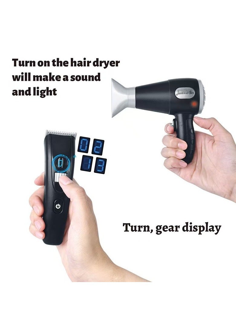 Hairdresser & Barber Belt Pretend Play Toy Set – with Light & Sound Hair Dryer, Clippers, Comb, Mirror – Pretend Hair Salon Tool Belt Kit - for Boys 3 Years+ - Image 4