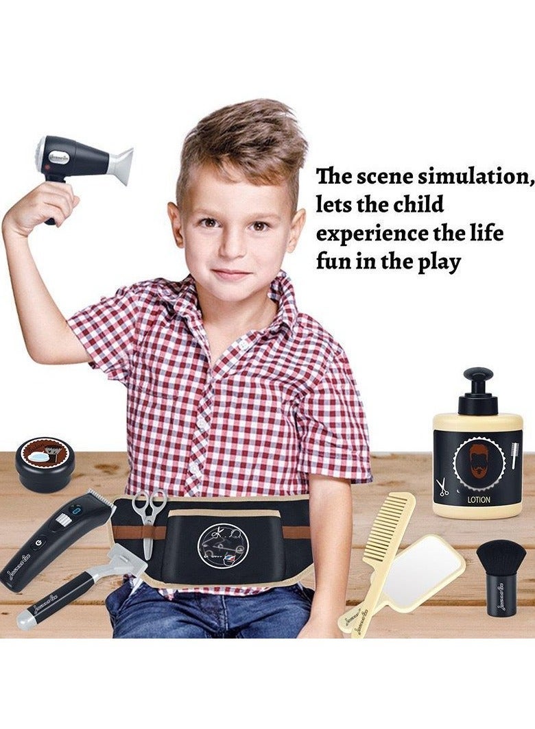 Hairdresser & Barber Belt Pretend Play Toy Set – with Light & Sound Hair Dryer, Clippers, Comb, Mirror – Pretend Hair Salon Tool Belt Kit - for Boys 3 Years+ - Image 3