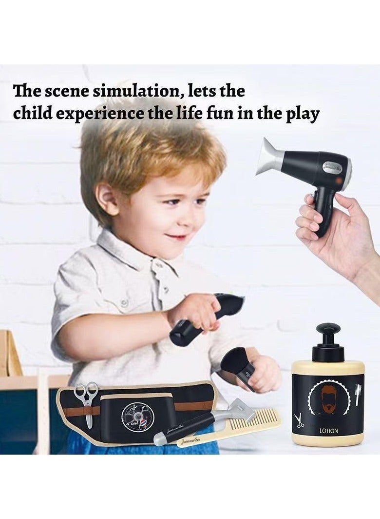 Hairdresser & Barber Belt Pretend Play Toy Set – with Light & Sound Hair Dryer, Clippers, Comb, Mirror – Pretend Hair Salon Tool Belt Kit - for Boys 3 Years+ - Image 2