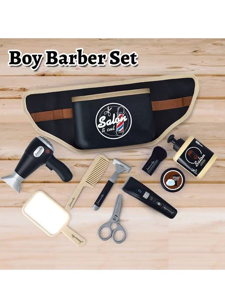 Hairdresser & Barber Belt Pretend Play Toy Set – with Light & Sound Hair Dryer, Clippers, Comb, Mirror – Pretend Hair Salon Tool Belt Kit - for Boys 3 Years+ - Image 1