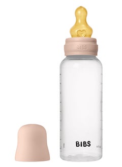 BIBS Pack Of 1 Baby Bottle Round Nipple Latex 270 Ml Medium Flow, Blush, 2 Months +  - Image 1