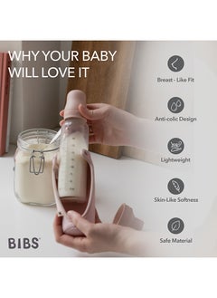BIBS Pack Of 1 Baby Bottle Round Nipple Latex 270 Ml Medium Flow, Blush, 2 Months +  - Image 5