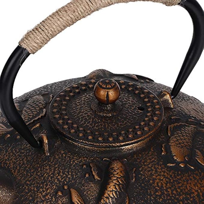 fasient Cast Iron Teapot09L Retro Carp Japanese Classic Cast Iron Tea KettleElegant ColorWonderful Workmanship Construction For OrnamentGiftCollection - Image 5
