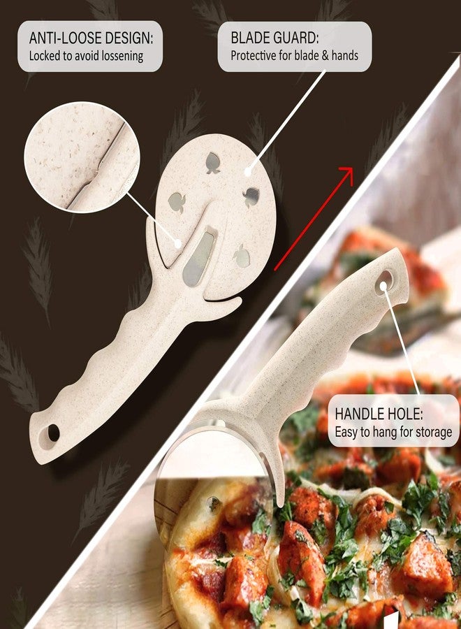 HELEERON Pizza Cutter Wheel, Stainless Steel Pizza Cutter with Cover, Super Sharp Pizza Slicer-Dishwasher safe,Smooth Rotating Pizza Wheel Safe with Healthy Material（Beige） - Image 4