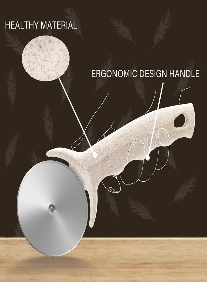 HELEERON Pizza Cutter Wheel, Stainless Steel Pizza Cutter with Cover, Super Sharp Pizza Slicer-Dishwasher safe,Smooth Rotating Pizza Wheel Safe with Healthy Material（Beige） - Image 3