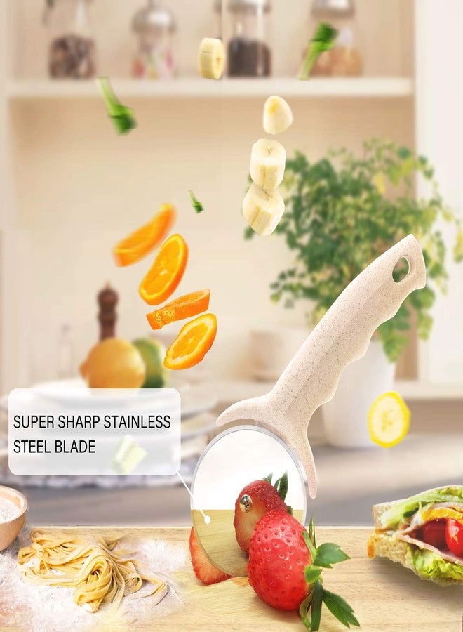HELEERON Pizza Cutter Wheel, Stainless Steel Pizza Cutter with Cover, Super Sharp Pizza Slicer-Dishwasher safe,Smooth Rotating Pizza Wheel Safe with Healthy Material（Beige） - Image 5