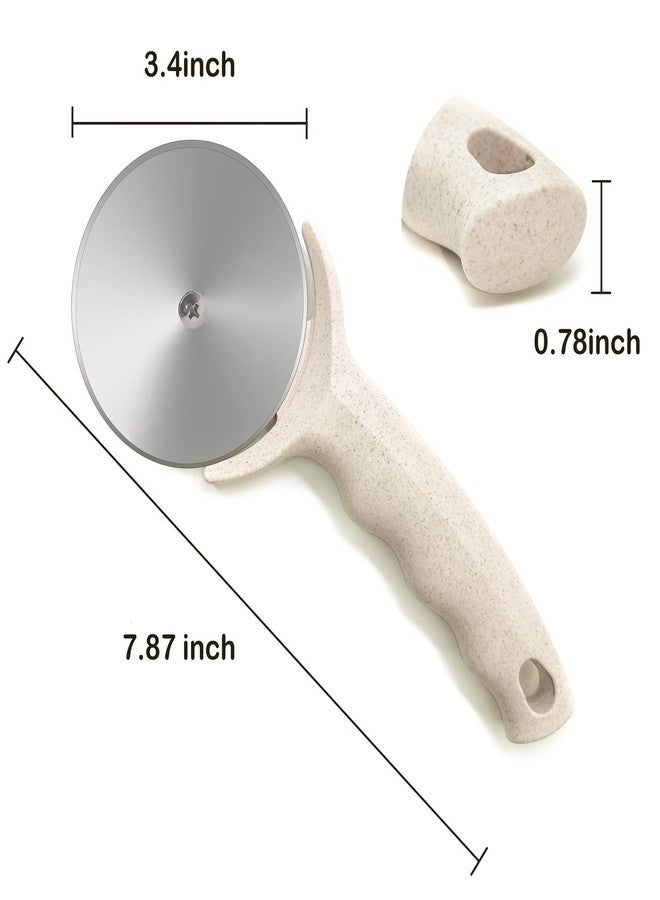 HELEERON Pizza Cutter Wheel, Stainless Steel Pizza Cutter with Cover, Super Sharp Pizza Slicer-Dishwasher safe,Smooth Rotating Pizza Wheel Safe with Healthy Material（Beige） - Image 2